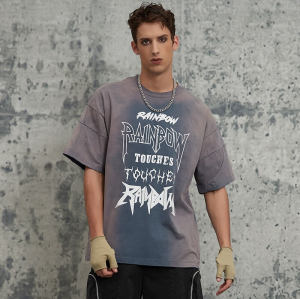 Custom Vintage Street Gradient Washed Print T-shirt | 100% Cotton | Screen Printing & Sun Dried