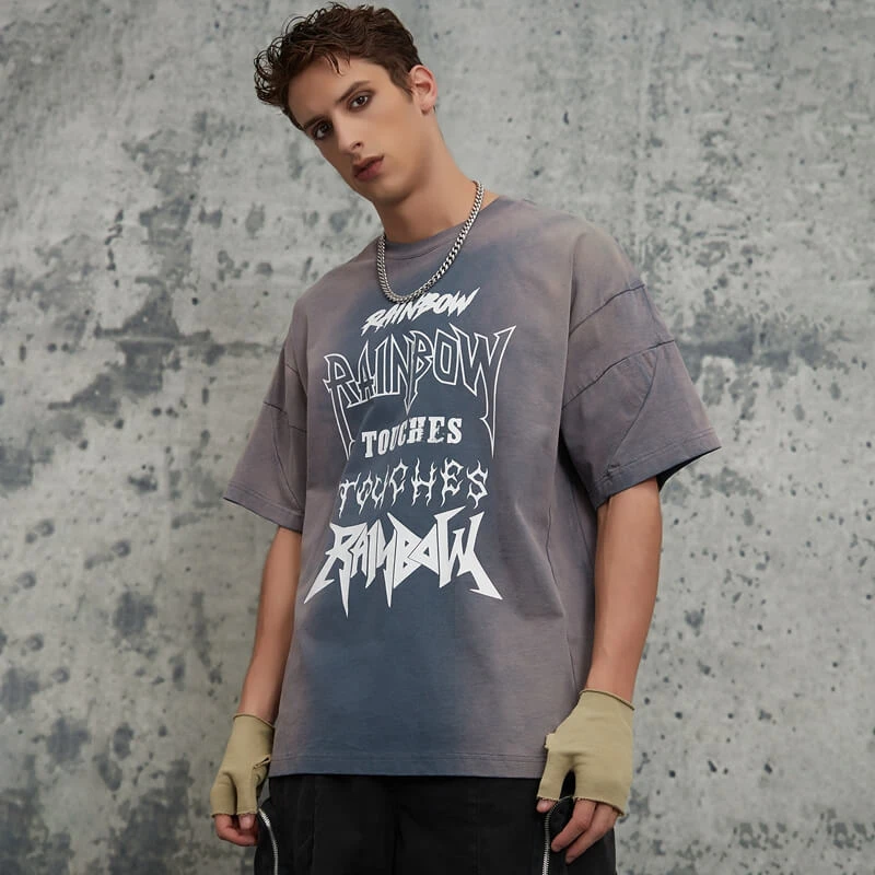 Vintage Street Gradient Washed Print T-shirt