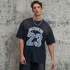 2025 Лето Новые спортивные футболки с принтом букв Spray Horse Hooded Aged Raglan | Винтажный уличный стиль | Производитель уличных футболок