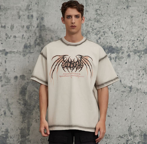 2025 Original Design Gothic Themed Printed Oversized Washed T-shirt | Sun Dried & DTG & Embroidery