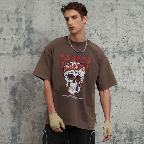 Sommer-T-Shirt für Herren mit Totenkopf-Print | Gothic-T-Shirt-Design | Hersteller von Streetwear-T-Shirts | OEM/ODM