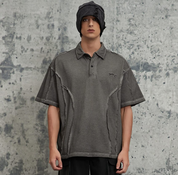 Summer New Letter Embroidery Jet Color Polo T-Shirt | Vintage Street Style | Streetwear T-shirts Manufacturer