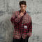 Fall Original Design Red & Black Plaid Sun Dried Torn Long Sleeve Shirt | Dark Street Style | Streetwear Shirts Manufacturer