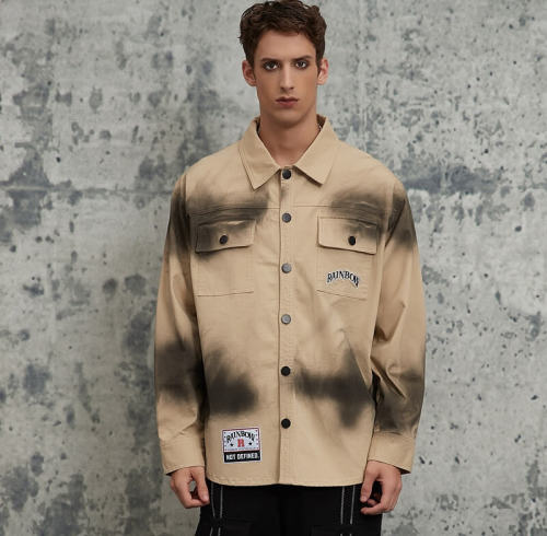 ORI240808 Vintage Jet Color Workwear Long Sleeve Shirt | Vintage Street Style | Streetwear Shirts Manufacturer