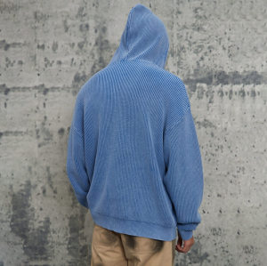 ORI240324 Snow Washed Alphabet Printed Hooded Woolen Sweater | Vintage Street Style | Streetwear Sweater Manufacturer