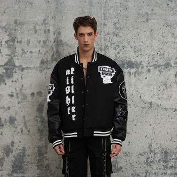 Vintage Street Original Design Skull Print Baseball Jacket | Towel Embroidery | Woolen Fabric