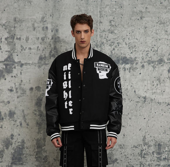 Vintage Street Original Design Skull Print Baseball Jacket | Towel Embroidery | Woolen Fabric