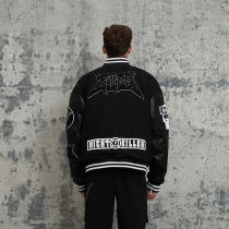 Vintage Street Original Design Skull Print Baseball Jacket | Towel Embroidery | Woolen Fabric