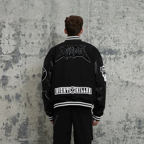 Vintage Street Original Design Skull Print Baseball Jacket | Towel Embroidery | Woolen Fabric