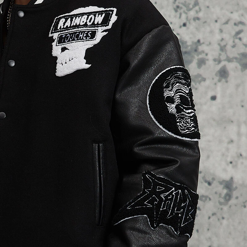 Vintage Street Original Design Skull Print Baseball Jacket