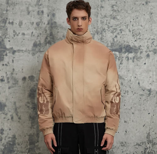 Custom Vintage Street Oversized Winter Puffer Jacket | Woolen Fabric | Sun Dried & Ink Printing