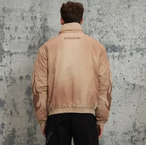 Custom Vintage Street Oversized Winter Puffer Jacket | Woolen Fabric | Sun Dried & Ink Printing