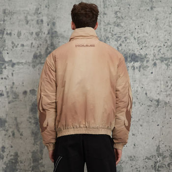 Custom Vintage Street Oversized Winter Puffer Jacket | Woolen Fabric | Sun Dried & Ink Printing