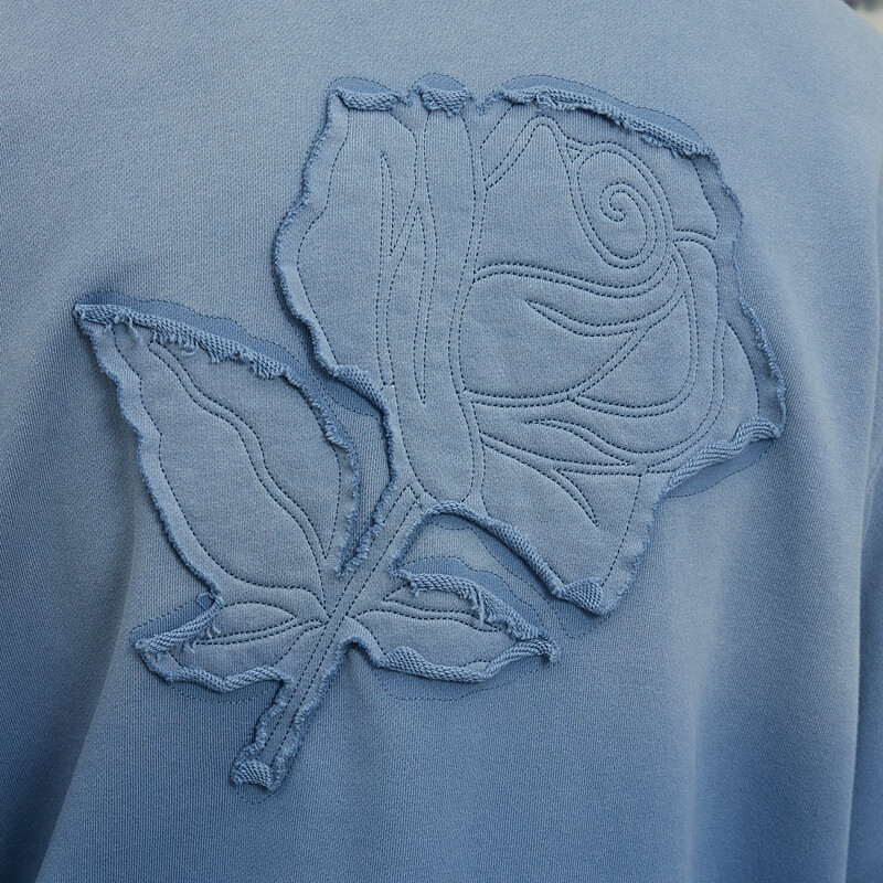 ORI240317 Rose Appliqué Embroidery Washed and Faded Gradient Hoodies