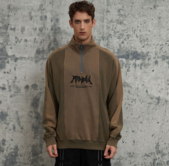 Custom Vintage Trend Patchwork Washed Sweatshirt | Acid Washing & Embroidery | 100% Cotton