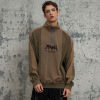 ORI240404 Sweatshirt mit Stehkragen und verwaschenem Waffelmuster im Patchwork-Stil | Vintage-Streetstyle | Hersteller von Streetwear-Sweatshirts
