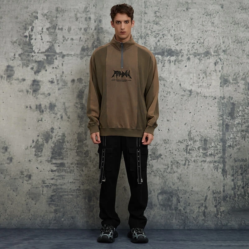 Vintage Trend Patchwork Washed Sweatshirt