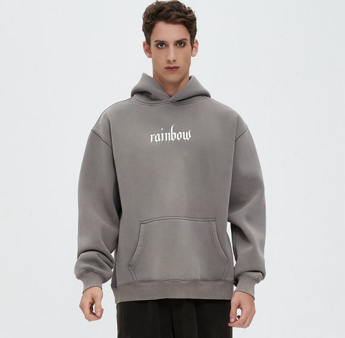 Sudadera con capucha de forro polar lavado ácido | Sin cordón ajustable | Estampado de silicona 3D | Fabricante de ropa urbana con logotipo personalizado