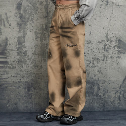 ORI240818 Cargohose mit aufgestickten Buchstaben in Sprühfarbe | Vintage-Streetstyle | Hersteller von Streetwear-Hosen