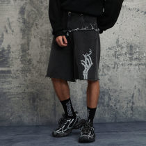 Custom Vintage Street Washed Patchwork Shorts | Acid Washed & Screen Printing | 100% Cotton