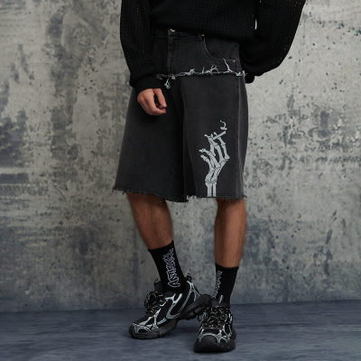 Custom Vintage Street Washed Patchwork Shorts | Acid Washed & Screen Printing | 100% Cotton