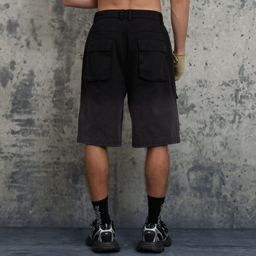 Original Design Hang Dye Vintage Embroidery Cargo Shorts