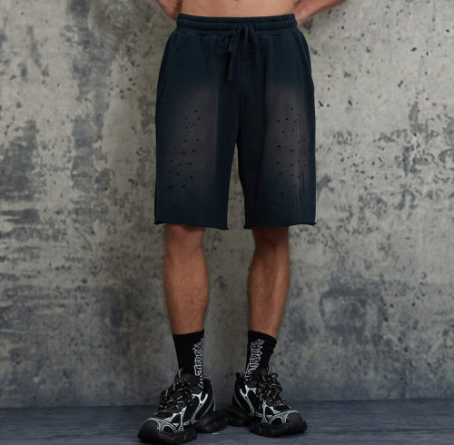 Original Design Vintage Sun Dried Shorts with Old Tattered Hole