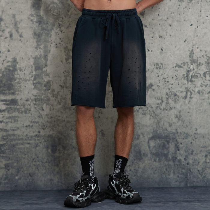 Original Design Vintage Sun Dried Shorts with Old Tattered Hole