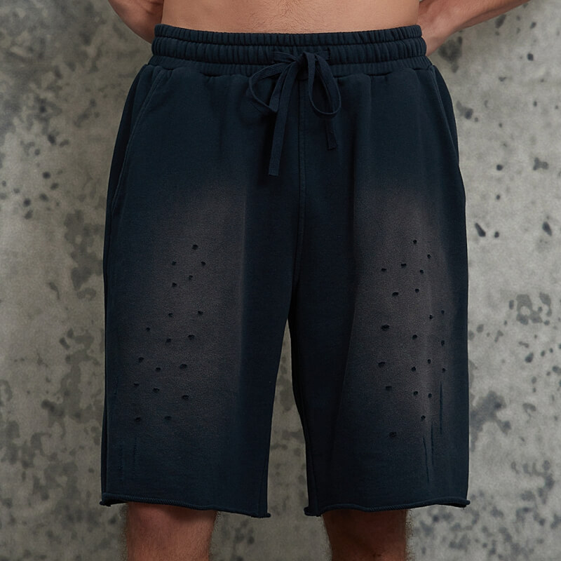 ORI240713 Spray Horse Shorts with Old Tattered Hole