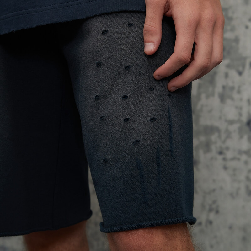 ORI240713 Spray Horse Shorts with Old Tattered Hole