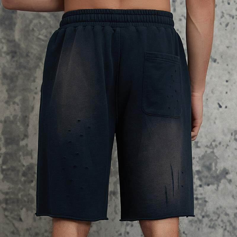 ORI240713 Spray Horse Shorts with Old Tattered Hole