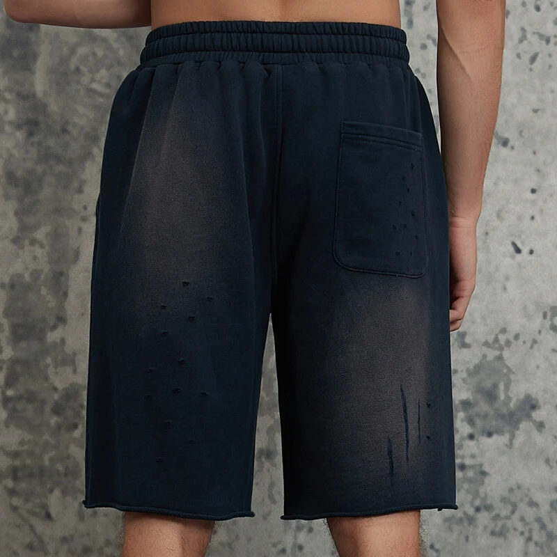 ORI240713 Spray Horse Shorts with Old Tattered Hole