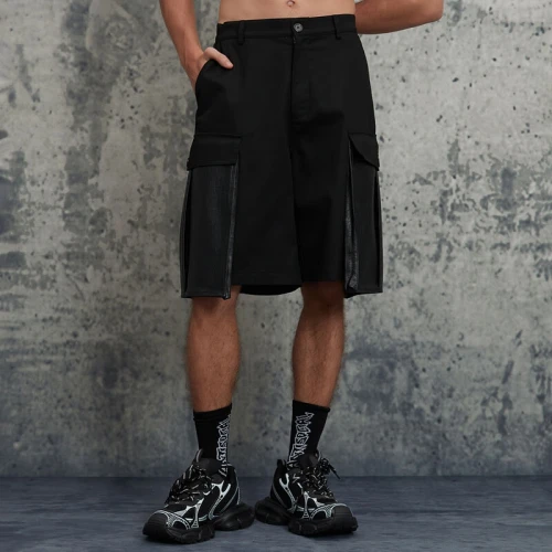Original Design Oversized Patch Pocket Patchwork Work Shorts