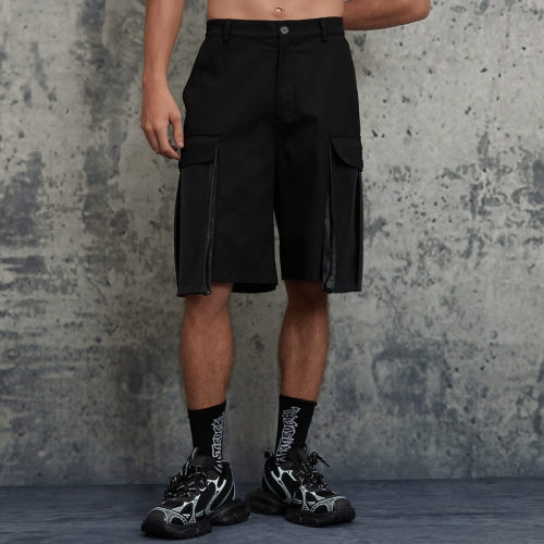 Original Design Oversized Patch Pocket Patchwork Work Shorts