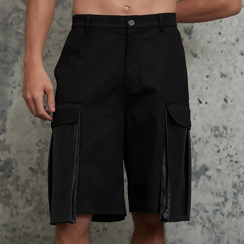 Patch Pocket Patchwork Work Shorts 