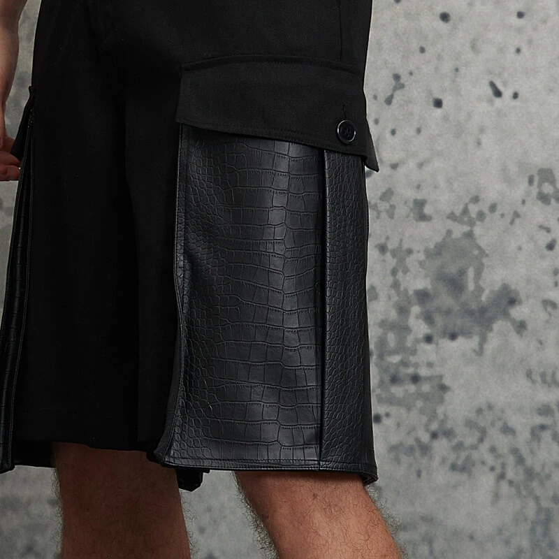 Patch Pocket Patchwork Work Shorts 