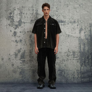 Original Design Custom Cord Fried Snowflake Workwear Kurzarmhemd Set | Vintage Street Style | Streetwear Hemden Set Hersteller