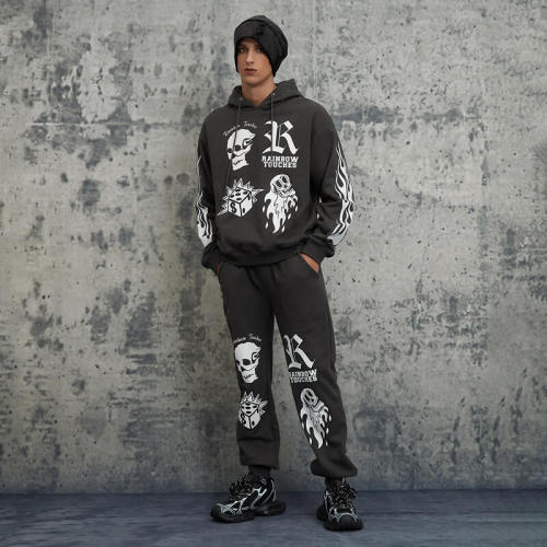 Set aus Kapuzenpullover und Jogginghose im Punk-Street-Style | Maßgeschneidertes Set aus Kapuzenpullover und Jogginghose | OEM/ODM