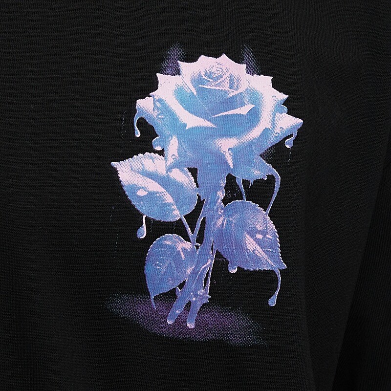 2025 Summer New Arrival Rose Graphic Iron-On Print Dark Street T-Shirt