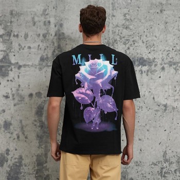 2025 Summer New Arrival Rose Graphic Iron-On Print Dark Street T-Shirt | Dark Street Style | Streetwear T-shirts Manufacturer