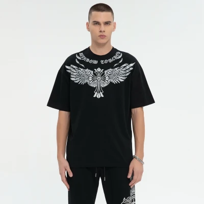 Custom Rhinestone Pattern Short Sleeve T-Shirt | DTG & Rhinestone | 100% Cotton