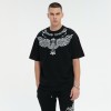 ORI230803 Kurzarm-T-Shirt mit Kreuzflügeln und Strass-Muster | Dark Street Style | Dark Street T-Shirts Hersteller