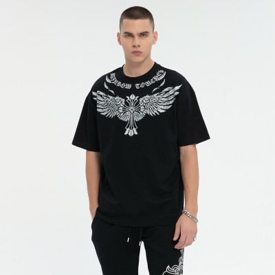 Custom Rhinestone Pattern Short Sleeve T-Shirt | DTG & Rhinestone | 100% Cotton