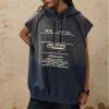 CUS2412H126 Custom Vintage Style Washed Hooded Sleeveless Sweatshirt | Dark Street Style | Streetwear Sweatshirt Manufacturer