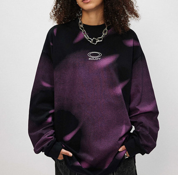 CUS2412J438 Dark Style Gradient Print Long Sleeve T-Shirt | Dark Street Style | China T-shirts Manufacturer | Support OEM/ODM