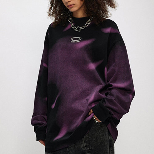 CUS2412J438 Dark Style Gradient Print Long Sleeve T-Shirt | Dark Street Style | China T-shirts Manufacturer | Support OEM/ODM