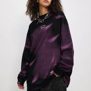 CUS2412J438 Dark Style Gradient Print Long Sleeve T-Shirt | Dark Street Style | China T-shirts Manufacturer | Support OEM/ODM