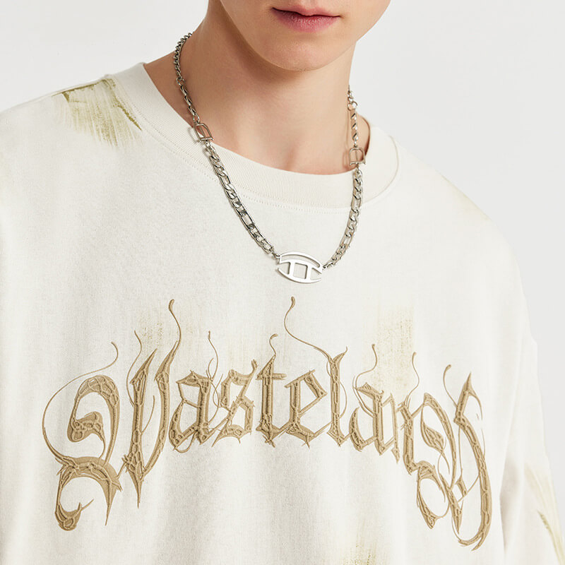 Wasteland Style Brush Printed Oversized T-shirt