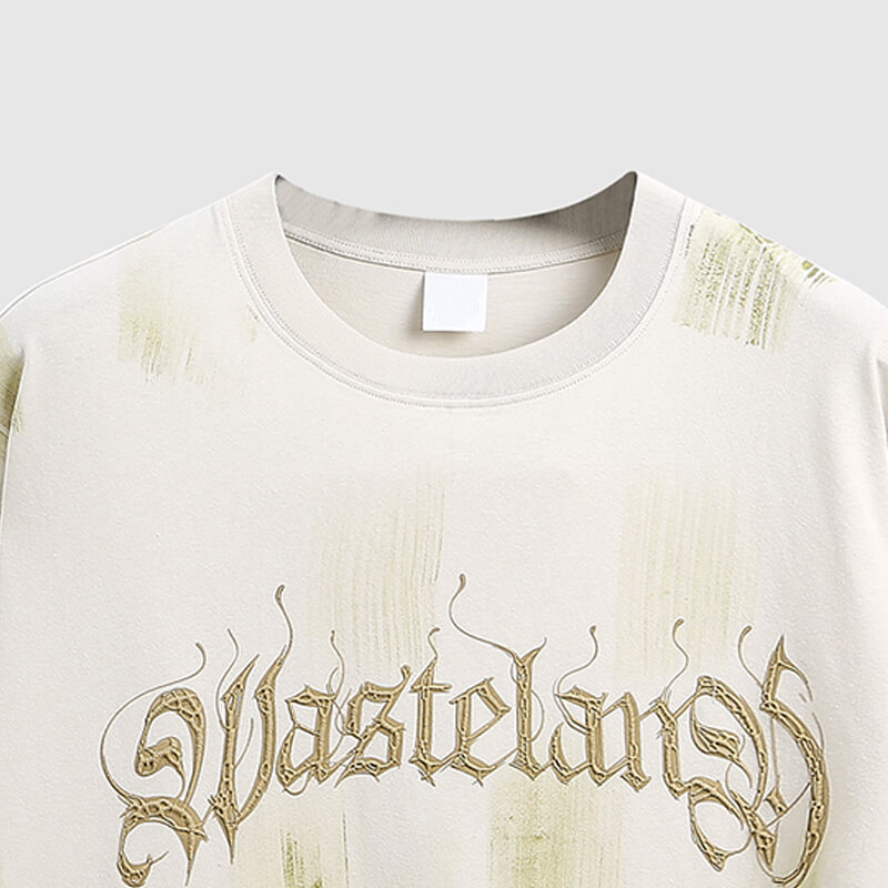 Wasteland Style Brush Printed Oversized T-shirt