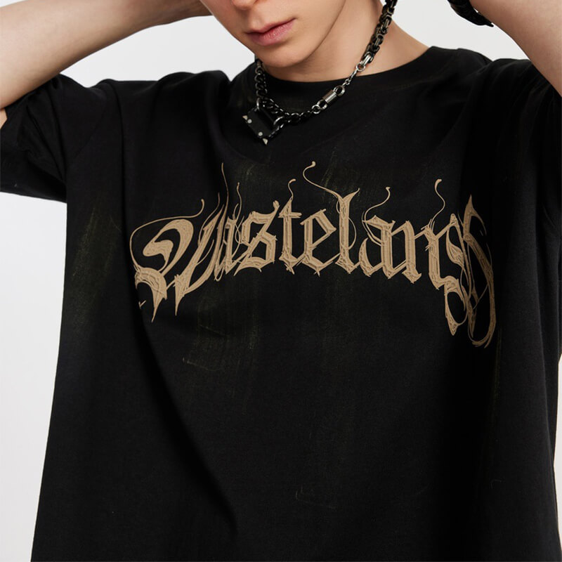 Wasteland Style Brush Printed Oversized T-shirt